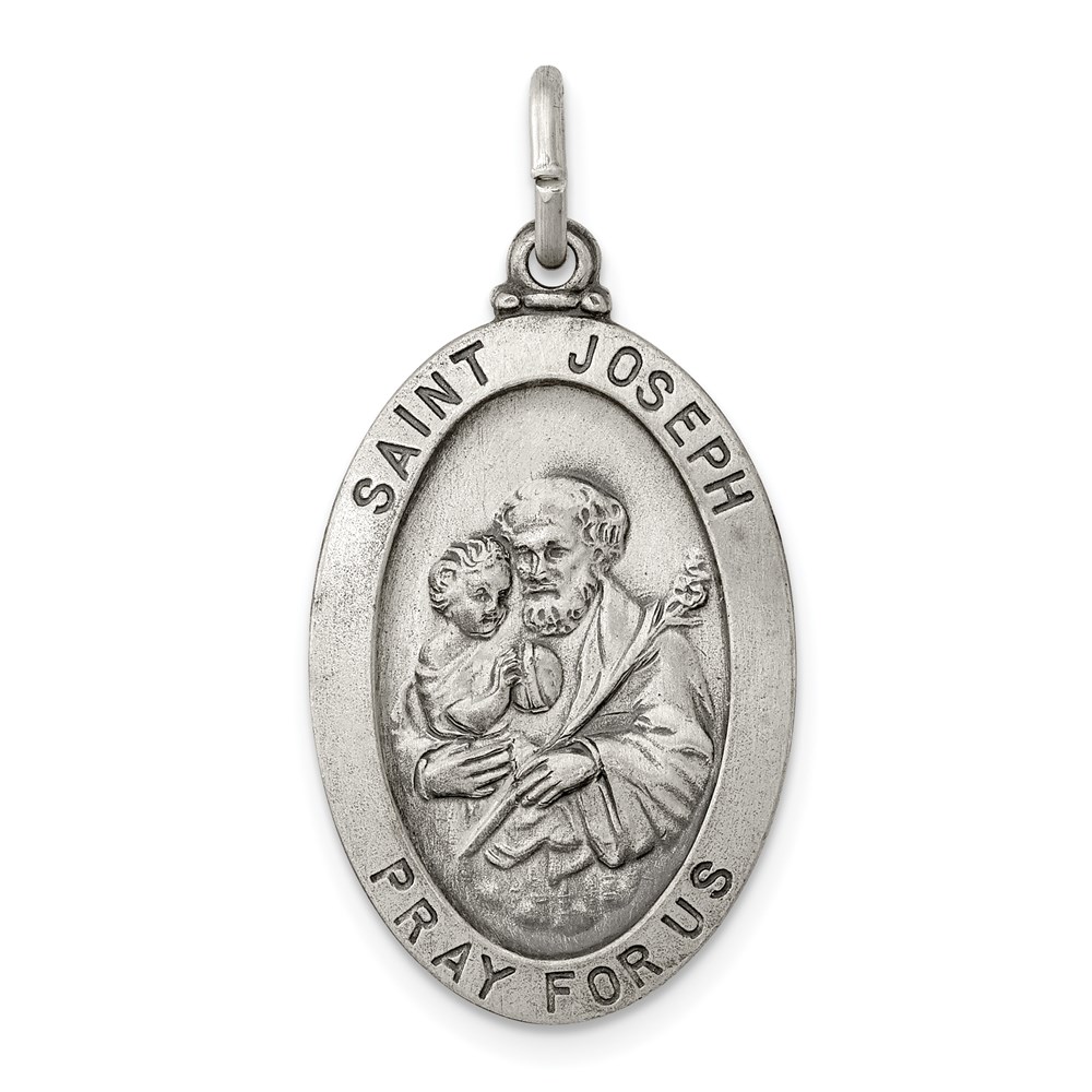 QC443.jpg Sterling Silver Antiqued Saint Joseph Medal - Image 1