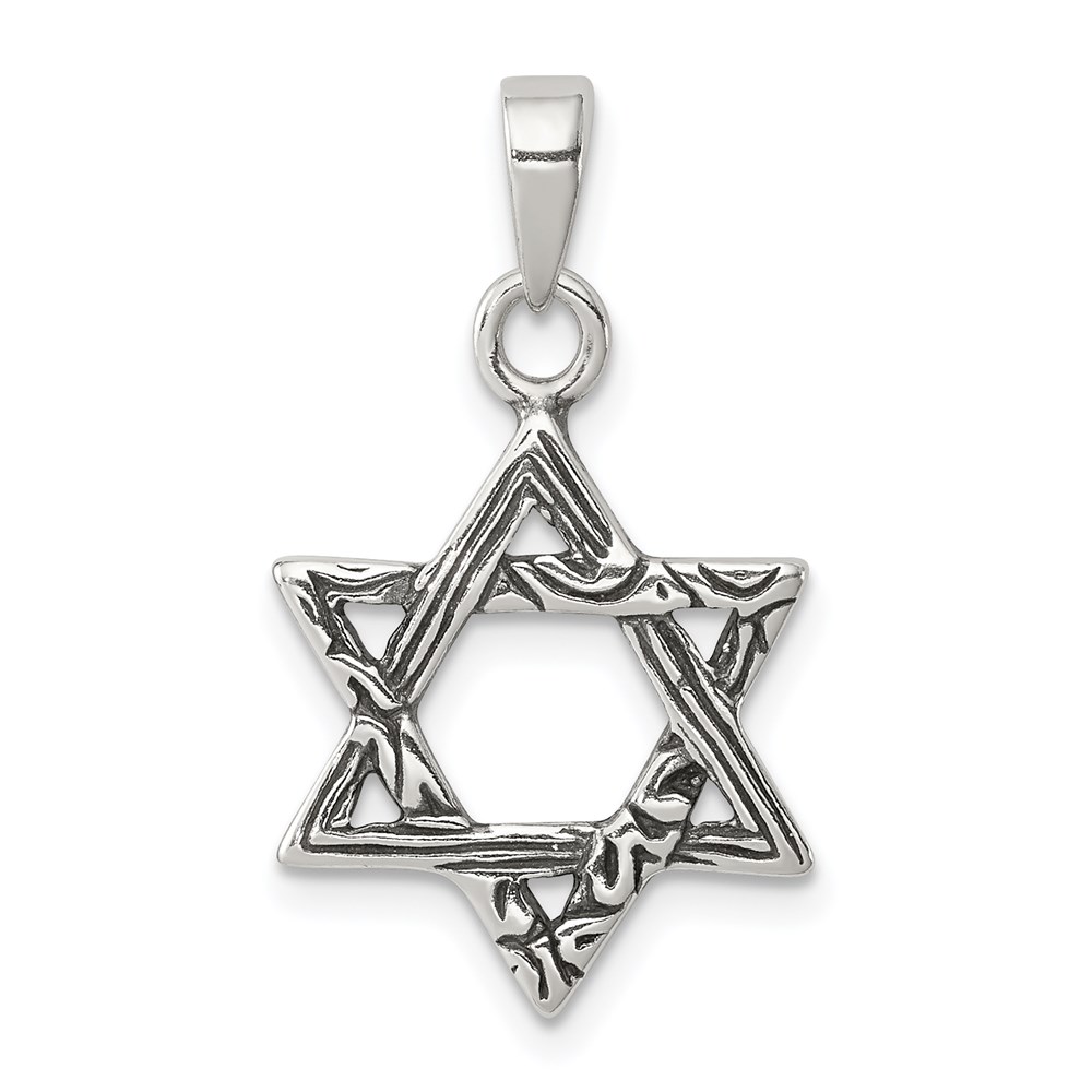 QC4435.jpg Sterling Silver Antiqued Star of David Charm - Image 1