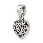 Sterling Silver Antique Filigree Puff Heart Pendant - Image 5