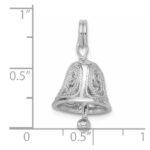 Sterling Silver Rhodium-plated Bell Charm - Image 3
