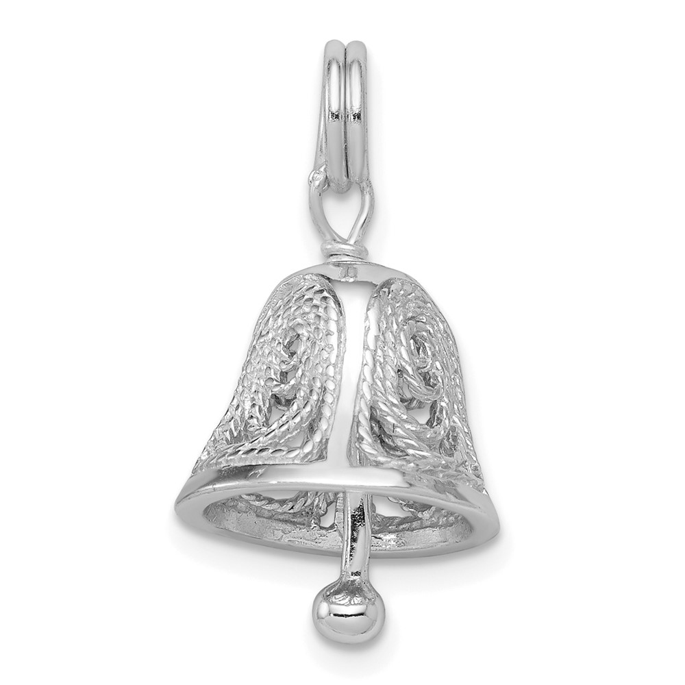 QC4572.jpg Sterling Silver Rhodium-plated Bell Charm - Image 1