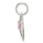 Sterling Silver Rhodium-plated Big Sis CZ Heart Charm - Image 2
