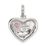 Sterling Silver Rhodium-plated Big Sis CZ Heart Charm - Image 3
