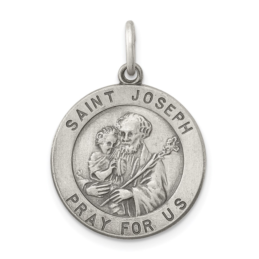 QC460.jpg Sterling Silver Antiqued Saint Joseph Medal - Image 1
