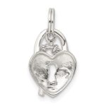 Sterling Silver Rhodium-plated Heart & Key Charm - Image 3