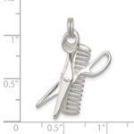 Sterling Silver Rhodium-plated Comb & Scissor Charm - Image 3