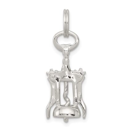 Sterling Silver Rhodium-plated Wine Bottle Opener Charm