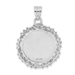 Sterling Silver Rh-plt Fancy Round Polished Front/Satin Back Pendant - Image 3