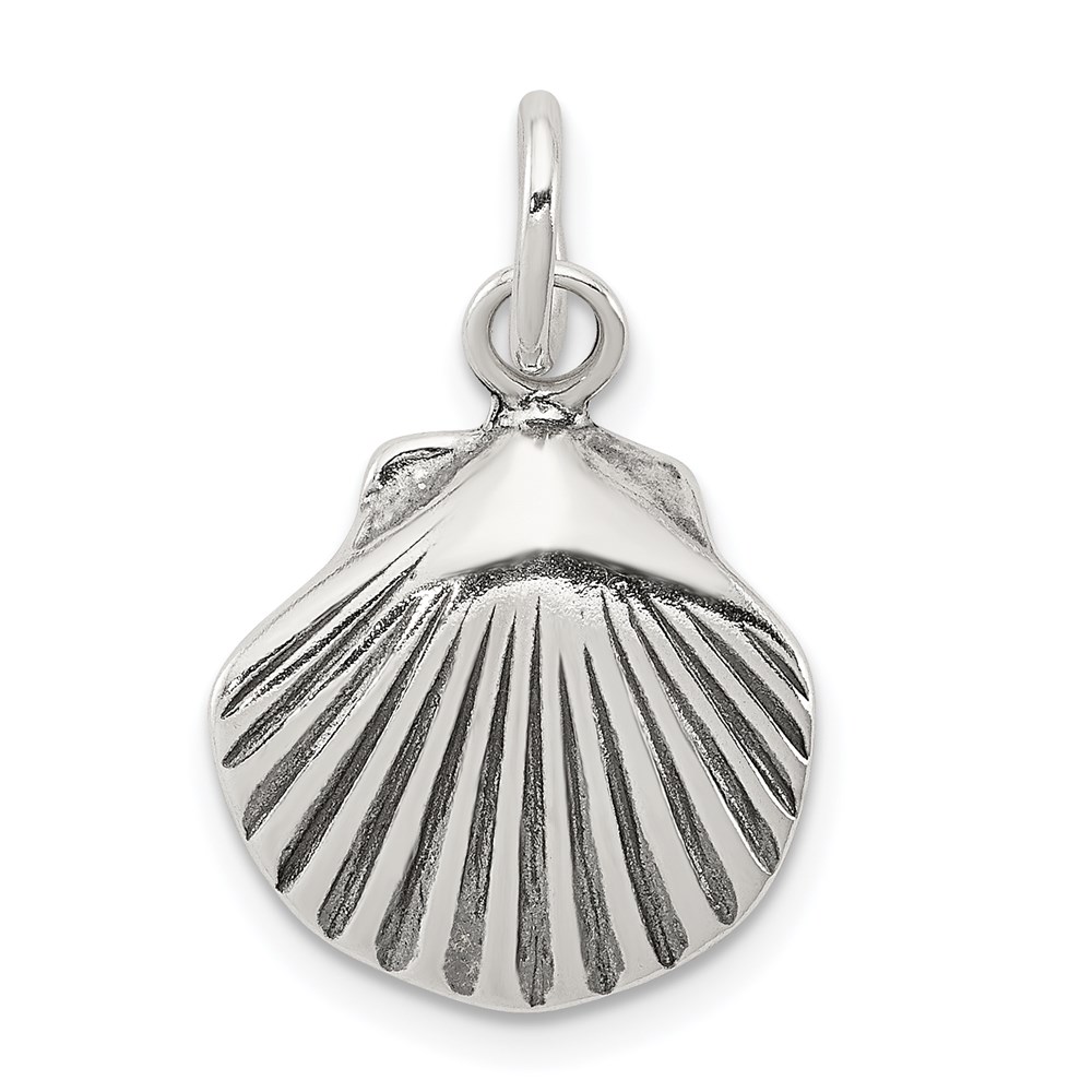 QC4916.jpg Sterling Silver Antiqued Sea Shell Charm - Image 1