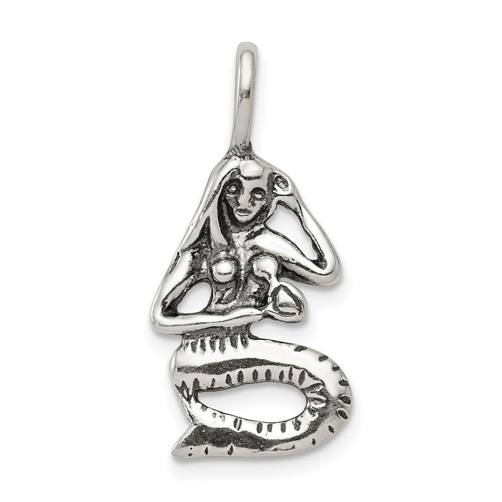 QC4940.jpg Sterling Silver Antiqued Mermaid Pendant - Image 1