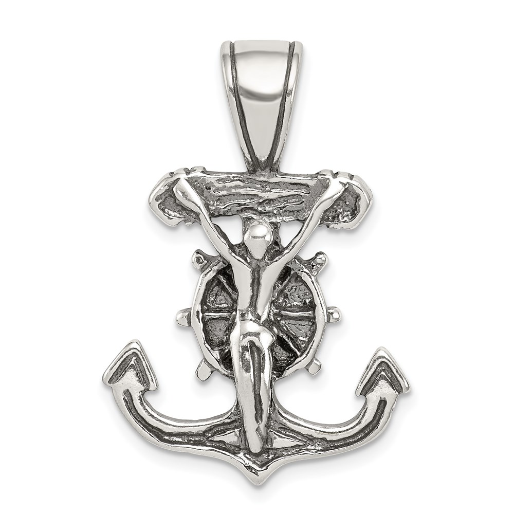 QC4981.jpg Sterling Silver Antiqued Mariner's Crucifix Pendant - Image 1