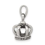 Sterling Silver Antiqued Crown Pendant - Image 2