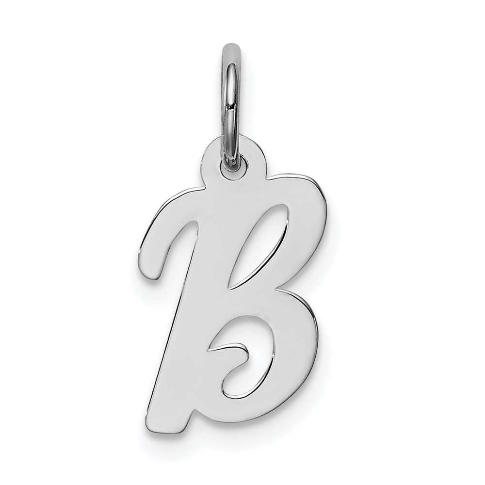 QC5080B.jpg Sterling Silver Rhodium-plated Script Letter B Initial Charm - Image 1