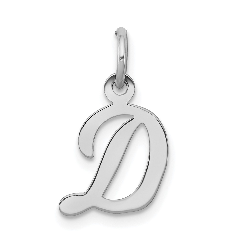 QC5080D.jpg Sterling Silver Rhodium-plated Script Letter D Initial Charm - Image 1