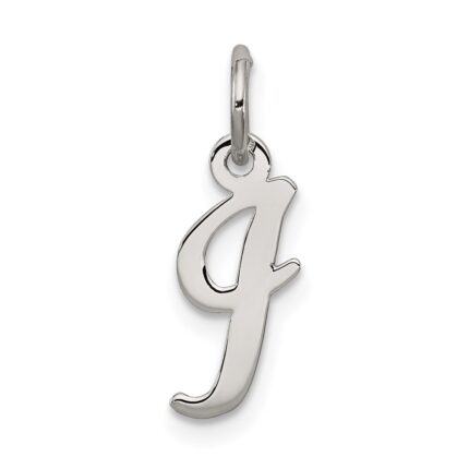 Sterling Silver Rhodium-plated Script Letter I Initial Charm