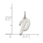 Sterling Silver Rhodium-plated Script Letter P Initial Charm - Image 4