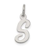 Sterling Silver Rhodium-plated Script Letter S Initial Charm