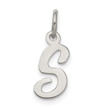 Sterling Silver Rhodium-plated Script Letter S Initial Charm