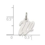 Sterling Silver Rhodium-plated Script Letter W Initial Charm - Image 3