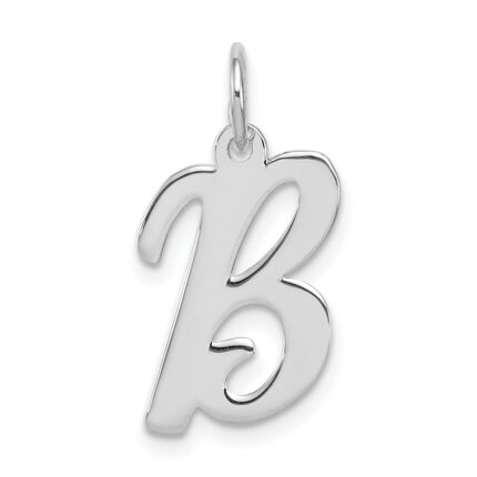 Sterling Silver Rhodium-plated Script Letter B Initial Charm