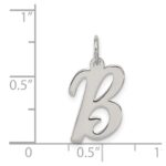 Sterling Silver Rhodium-plated Script Letter B Initial Charm - Image 3