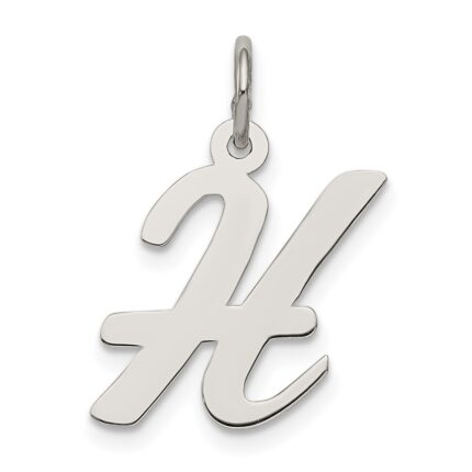 Sterling Silver Rhodium-plated Script Letter H Initial Charm