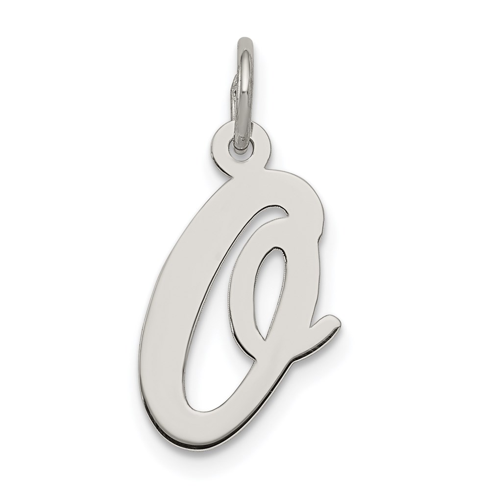QC5082O.jpg Sterling Silver Rhodium-plated Script Letter O Initial Charm - Image 1