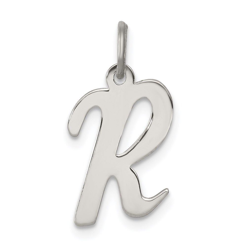 QC5082R.jpg Sterling Silver Rhodium-plated Script Letter R Initial Charm - Image 1