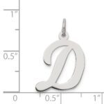 Sterling Silver Rhodium-plated Script Letter D Initial Charm - Image 4