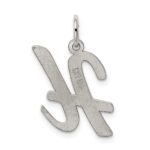 Sterling Silver Rhodium-plated Script Letter H Initial Charm - Image 4