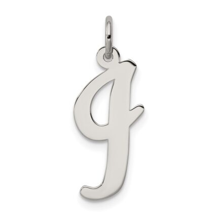 Sterling Silver Rhodium-plated Script Letter I Initial Charm