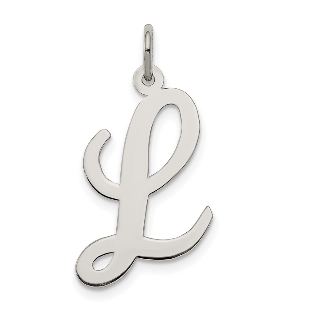 QC5084L.jpg Sterling Silver Rhodium-plated Script Letter L Initial Charm - Image 1