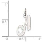Sterling Silver Rhodium-plated Fancy Script Letter A Initial Charm - Image 3