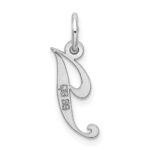 Sterling Silver Rhodium-plated Fancy Script Letter J Initial Charm - Image 3