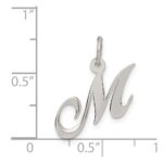 Sterling Silver Rhodium-plated Fancy Script Letter M Initial Charm - Image 4