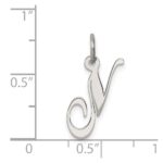 Sterling Silver Rhodium-plated Fancy Script Letter N Initial Charm - Image 3