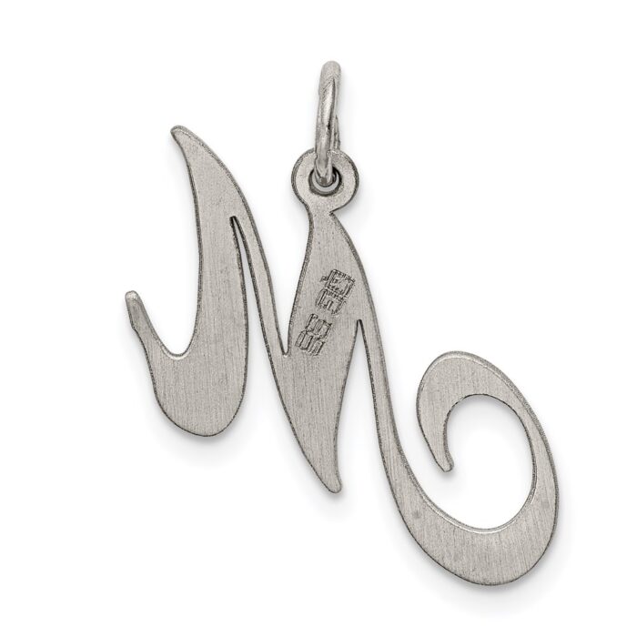 Sterling Silver Rhodium-plated Fancy Script Letter M Initial Charm ...