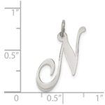 Sterling Silver Rhodium-plated Fancy Script Letter N Initial Charm - Image 3