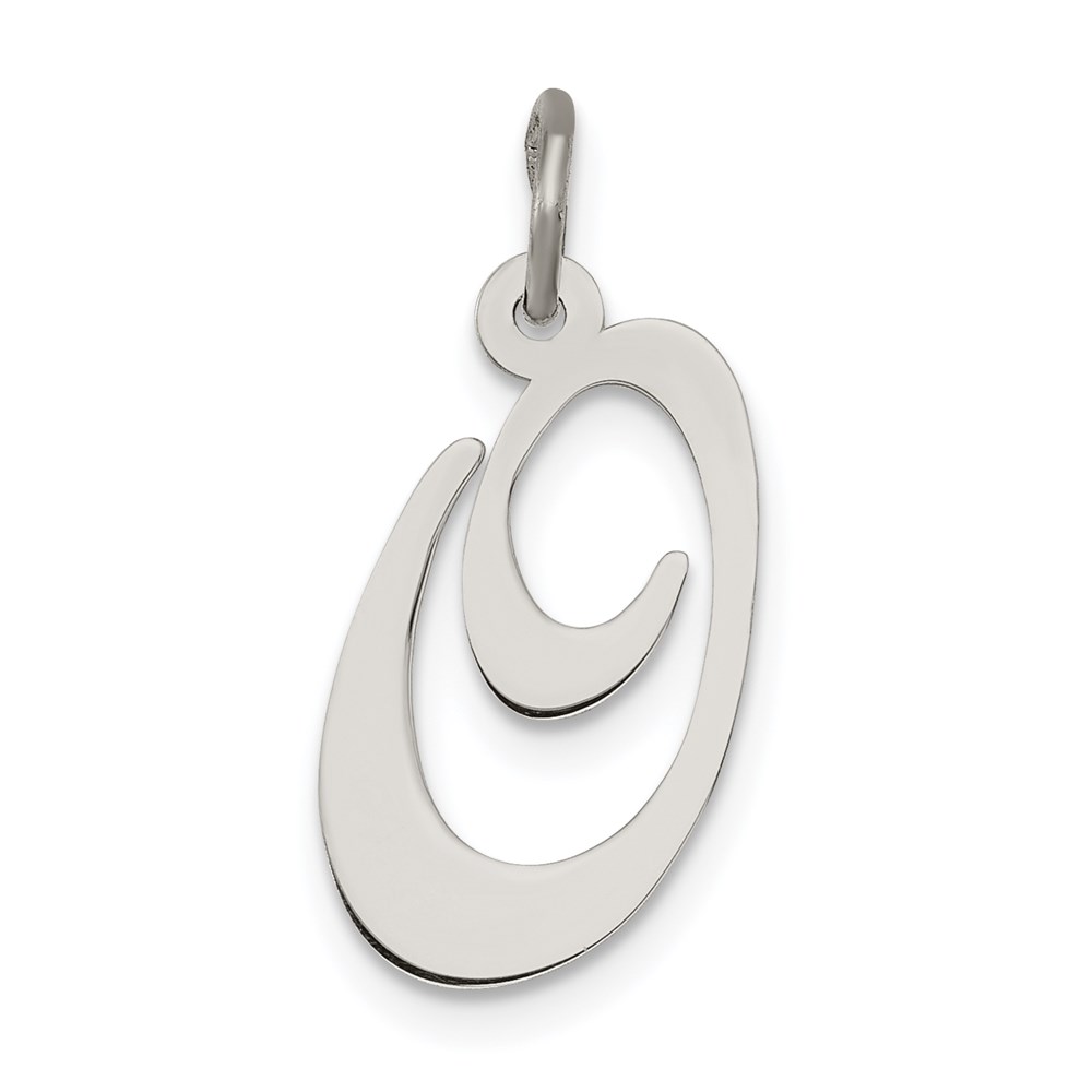 QC5088O.jpg Sterling Silver Rhodium-plated Fancy Script Letter O Initial Charm - Image 1