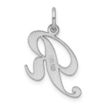 Sterling Silver Rhodium-plated Fancy Script Letter R Initial Charm - Image 3