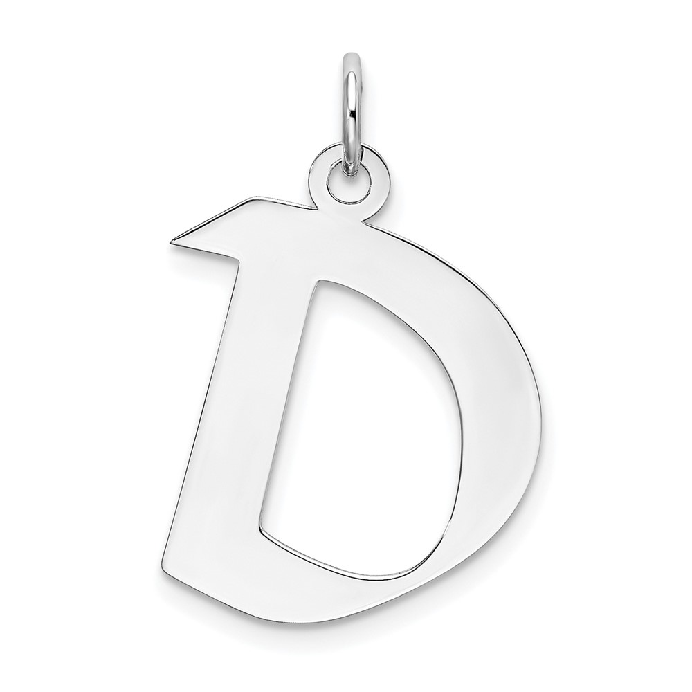 QC5089D.jpg Sterling Silver Rhodium-plated Artisan Block Letter D Initial Charm - Image 1