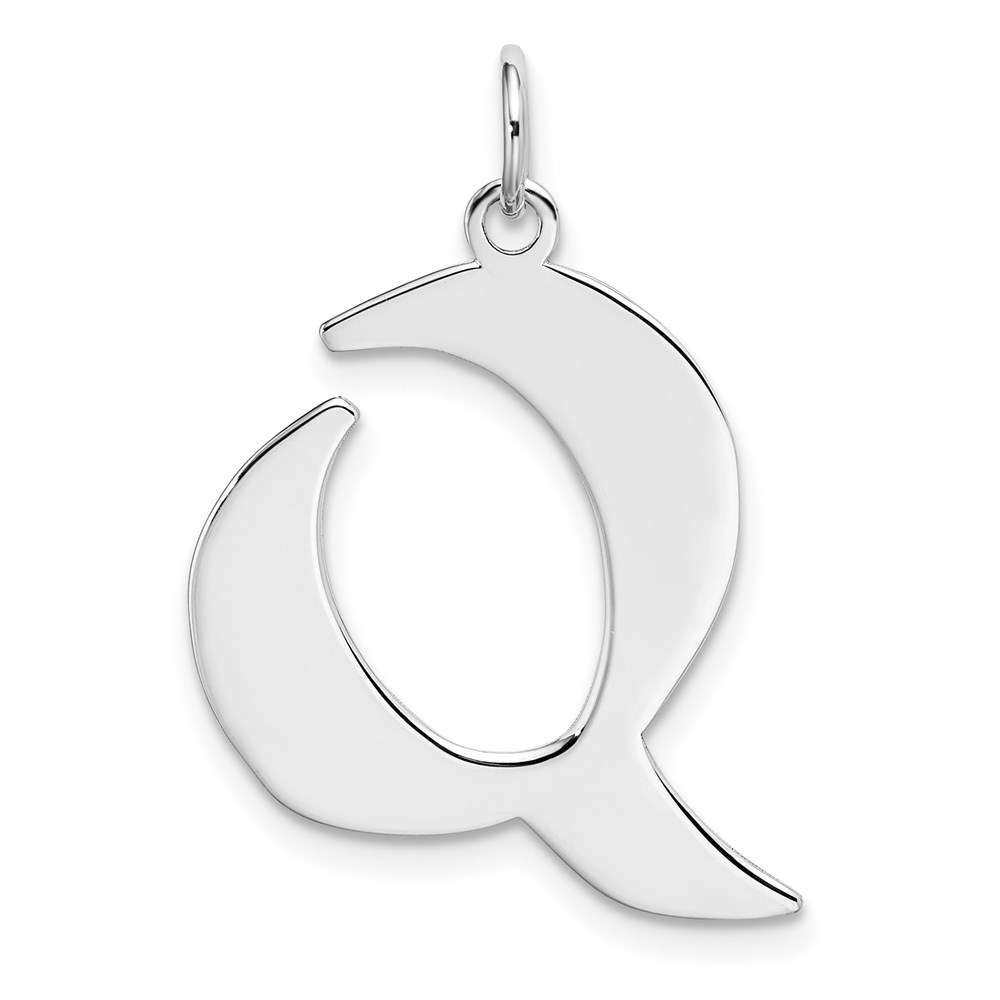 QC5089Q.jpg Sterling Silver Rhodium-plated Artisan Block Letter Q Initial Charm - Image 1