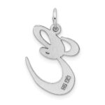 Sterling Silver Rhodium-plated Fancy Script Letter E Initial Charm - Image 3