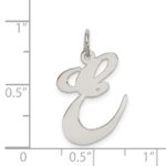 Sterling Silver Rhodium-plated Fancy Script Letter E Initial Charm - Image 4