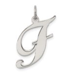 Sterling Silver Rhodium-plated Fancy Script Letter F Initial Charm