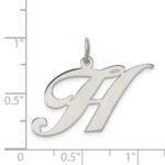 Sterling Silver Rhodium-plated Fancy Script Letter H Initial Charm - Image 4