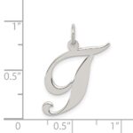 Sterling Silver Rhodium-plated Fancy Script Letter T Initial Charm - Image 4