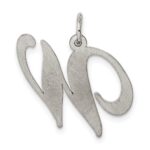 Sterling Silver Rhodium-plated Fancy Script Letter W Initial Charm - Image 3
