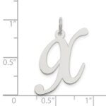 Sterling Silver Rhodium-plated Fancy Script Letter X Initial Charm - Image 4