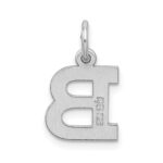 Sterling Silver Rhodium-plated Block Letter B Initial Charm - Image 3